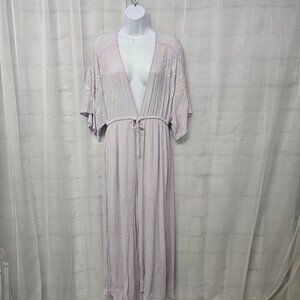 Caren Forbes Lavender Floral Jumpsuit Coquette Crop Wide Leg Bohemian L